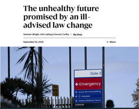 Screenshot of OraTaiao's published opinion piece headed 'The
unhealthy future promised by an ill advised law change'